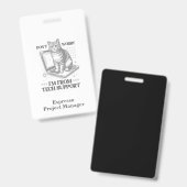 Aangepaste naam & titel Kat Tech Support Werkbadge Badge (Voor- en achterkant)