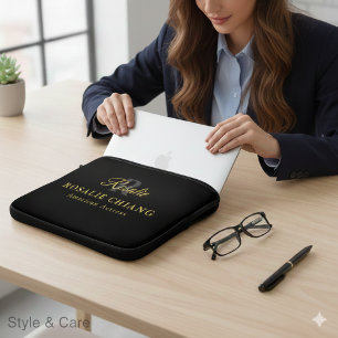 Aangepaste naam & titel Laptop Hoesje met Monogram Sleeve