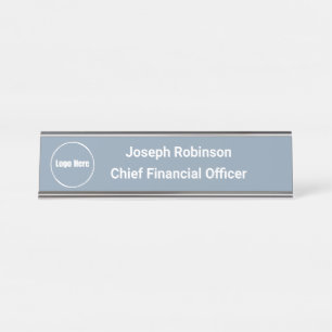 Aangepaste Naam Titel Logo Dusty Blue Bureau Naambordje