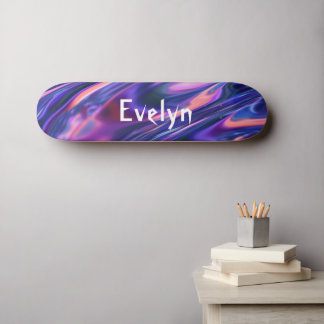 Aangepaste Naam toevoegen Paarse Abstracte Cyberpu Skateboard