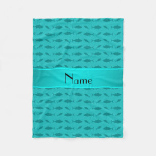 Aangepaste naam tonijn met turquoise blauwvintonij fleece deken