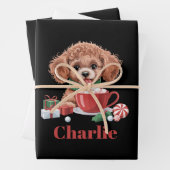 Aangepaste naam Toy Poodle-hondenliefhebber Kerstm Inpakpapier Vel (In situ)