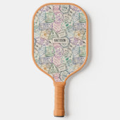 Aangepaste naam Travel Stamps Patroon Pickleball Paddle (Achterkant)