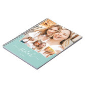 Aangepaste naam Trendy Modern Script 4 Foto Collag Notitieboek (Linkerzijde)