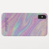 Aangepaste naam Trendy Rainbow Glitter Textiel App Case-Mate iPhone Case (Achterkant (horizontaal))