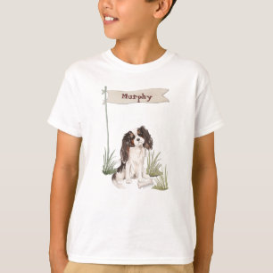 Aangepaste naam Tri Color King Charles Spaniel T-shirt