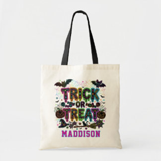 Aangepaste naam Trick or Treat Kinderen Halloween Tote Bag