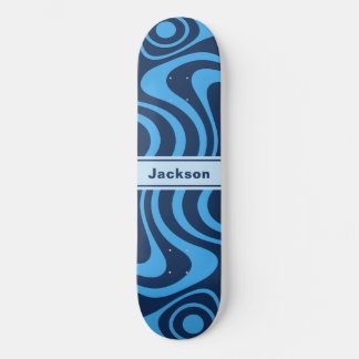 Aangepaste naam Trippy golvend 70s Retro Blauw Skateboard