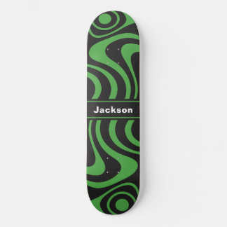 Aangepaste naam Trippy Golvend 70s Retro Groen Skateboard