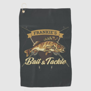 Aangepaste NAAM Trophy Vist Angler Bait Tackshop Golfhanddoek