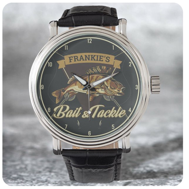 Aangepaste NAAM Trophy Vist Angler Bait Tackshop Horloge (Creator heeft geüpload)