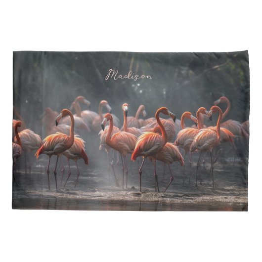 Aangepaste naam Tropical Flamingos Kussensloop (Achterkant)