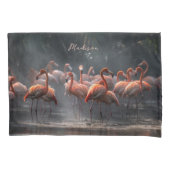 Aangepaste naam Tropical Flamingos Kussensloop (Voorkant)