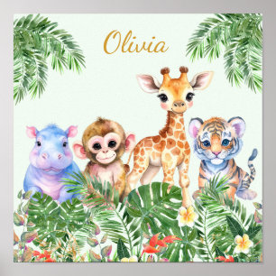 Aangepaste naam Tropische Jungle Dieren Poster