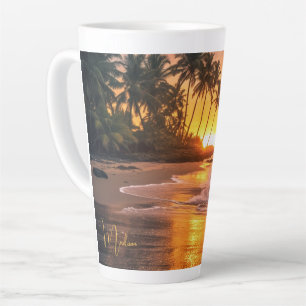 Aangepaste naam tropische strand Sunset Latte Mok