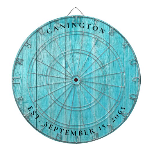 Aangepaste Naam & Trouwdatum Turquoise Dartbord (Voorkant)