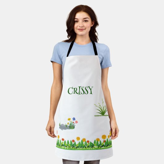 Aangepaste Naam Tuin Schort (Gedragen)