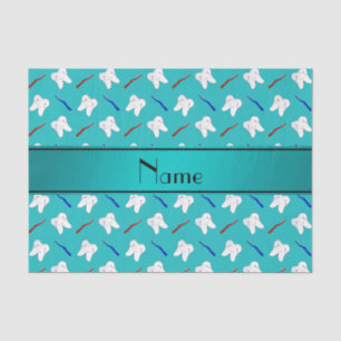 Aangepaste naam turkooispenselen en tandenpatroon tissuepapier