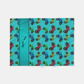 Aangepaste naam turquoise atv patroon fleece deken (Voorkant (Horizontaal))