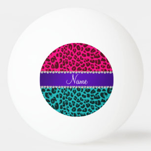 Aangepaste naam turquoise hot roze leopard pingpongballen