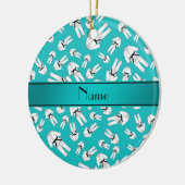 Aangepaste naam turquoise karate patroon keramisch ornament (Links)