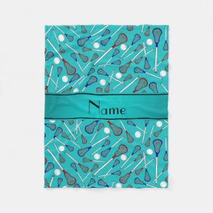 Aangepaste naam turquoise lacrosse patroon fleece deken