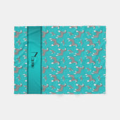 Aangepaste naam turquoise Miniature Schnauzer dogs Fleece Deken (Voorkant (Horizontaal))