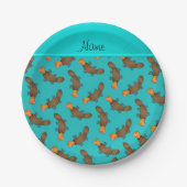 Aangepaste naam turquoise platypus patroon papieren bordje (Voorkant)