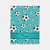 Aangepaste naam: turquoise-voetballen en stripe fleece deken (Voorkant)