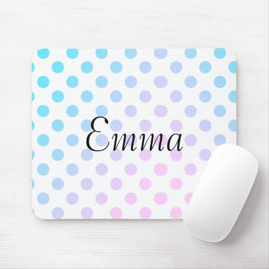 Aangepaste naam Typografie Blue Pink Polkadot Muismat (Met muis)