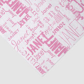 Aangepaste naam Typografie Roze Word Cloud Tissuepapier (Detail)
