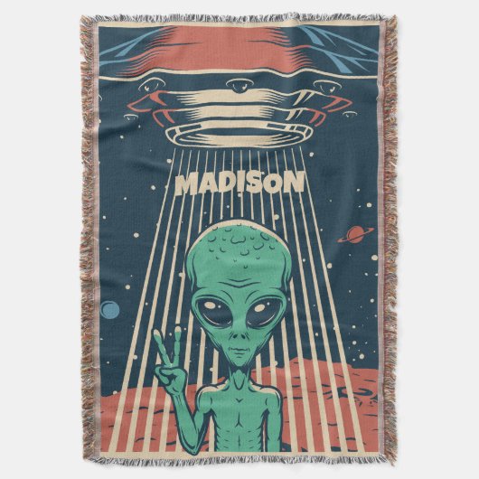 Aangepaste naam UFO Alien Deken (Voorkant Verticaal)