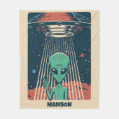 Aangepaste naam UFO Alien Fleece Deken (Voorkant)