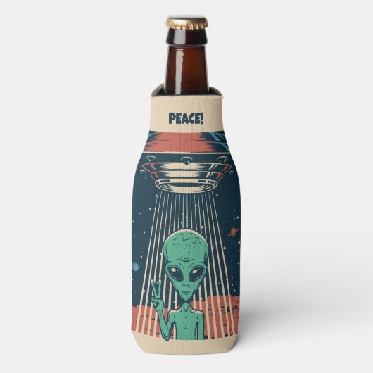 Aangepaste naam UFO Alien Flesjeskoeler (Fles Voorkant)
