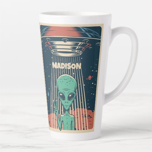 Aangepaste naam UFO Alien Latte Mok (Rechts)