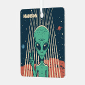 Aangepaste naam UFO Alien Metalen Ornament (Voorkant links)