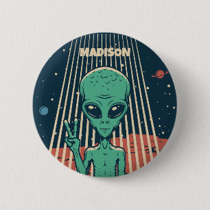 Aangepaste naam UFO Alien Ronde Button 5,7 Cm