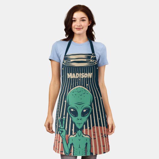 Aangepaste naam UFO Alien Schort (Gedragen)