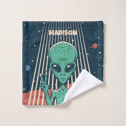 Aangepaste naam UFO Alien Washandje (Wasdoekje)
