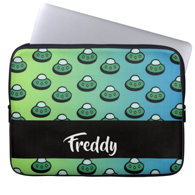 Aangepaste naam ufo op verloop laptop sleeve (Voorkant)