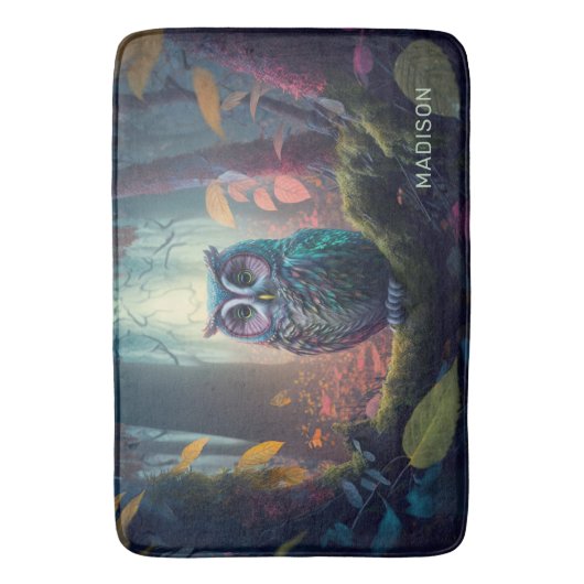 Aangepaste naam Uil Forest Badmat (Voorkant Verticaal)