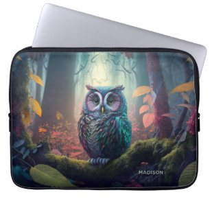 Aangepaste naam Uil Forest Laptop Sleeve