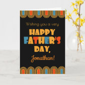 Aangepaste naam Vaderdag Art Deco Style op zwart Kaart (Gele Bloem)