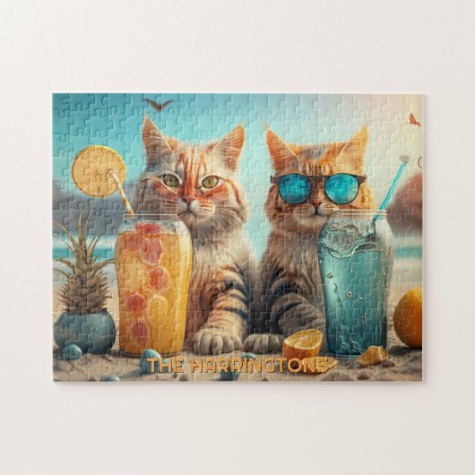 Aangepaste Naam Vakantie Kat Legpuzzel (Horizontaal)