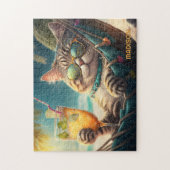 Aangepaste Naam Vakantie Kat Legpuzzel (Verticaal)