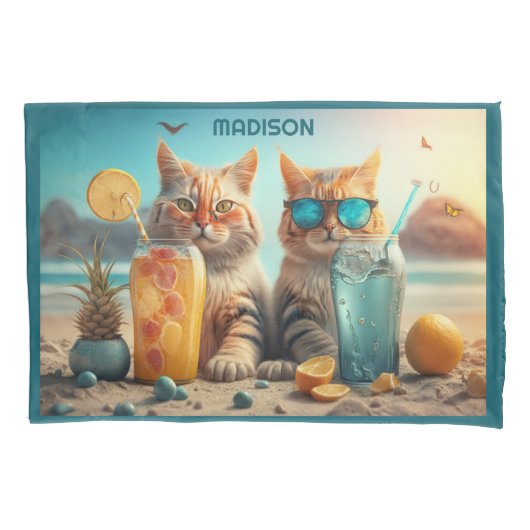 Aangepaste naam Vakantie Katten Kussensloop (Voorkant)
