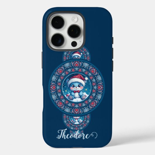 Aangepaste Naam Vakantie Kawaii Beer Siermandala Case-Mate iPhone Case (Achterkant)