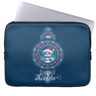 Aangepaste Naam Vakantie Kawaii Beer Siermandala Laptop Sleeve