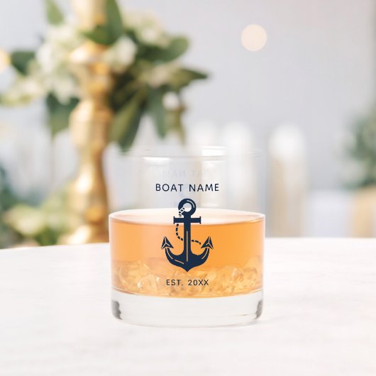 Aangepaste naam van boot anker whiskey glas (Insitu (Huwelijk))
