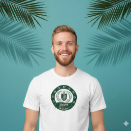 Aangepaste naam van bruidsjonker groen en ivoor wa t-shirt